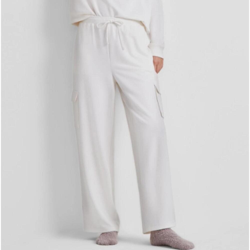 STATE OF DAY WOMENS HIGH-RISE FLEECE CARGO PANTS BRIGHT SEA - XXL